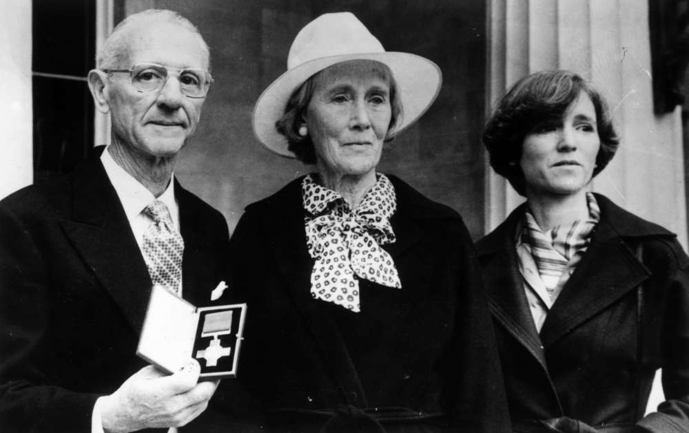 Members of the Nairac family, (from left) Maurice, Barbara and their daughter Rosamonde, at Buckingham Palace after they had been presented with the George Cross in honour of their son, Robert, a British soldier killed while undercover in Northern Ireland. 