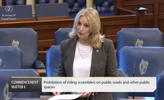 The Seanad also heard that a memo on new legislation to ban the use of scramblers on public roads will be brought to cabinet in the coming weeks.