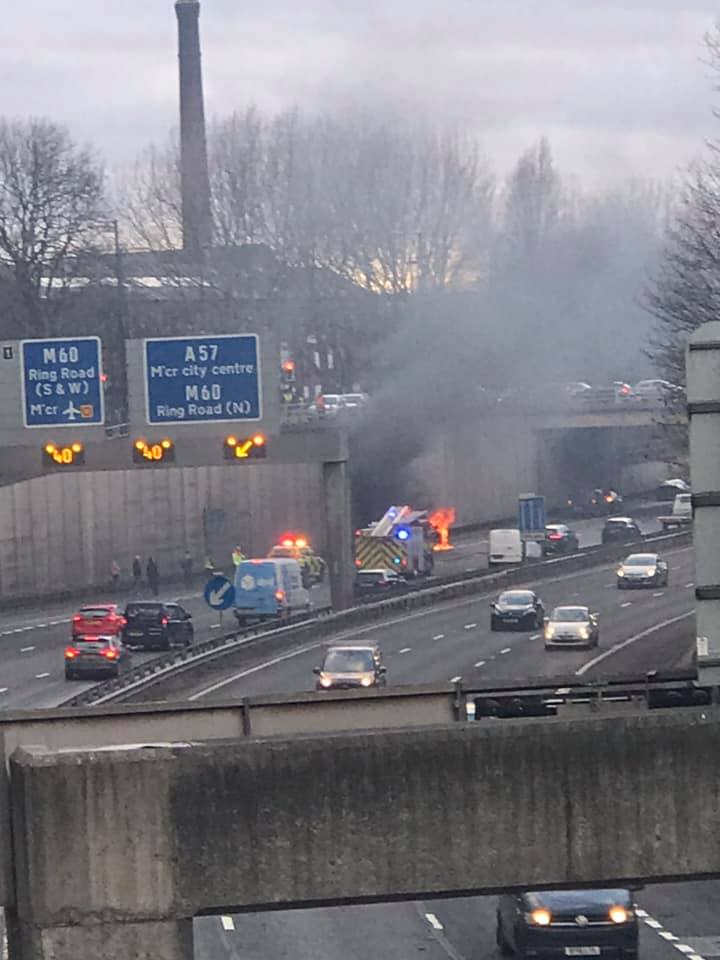 Vehicle fire on M67 motorway Quest Media Network Tameside