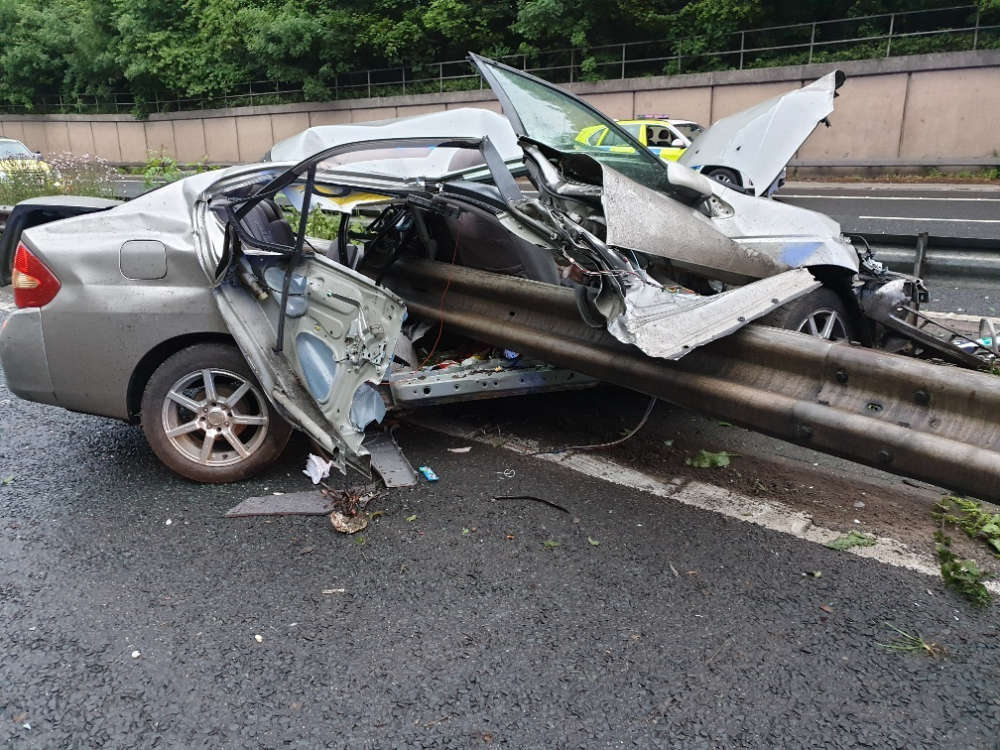 Driver s lucky escape after horrific motorway crash Quest Media