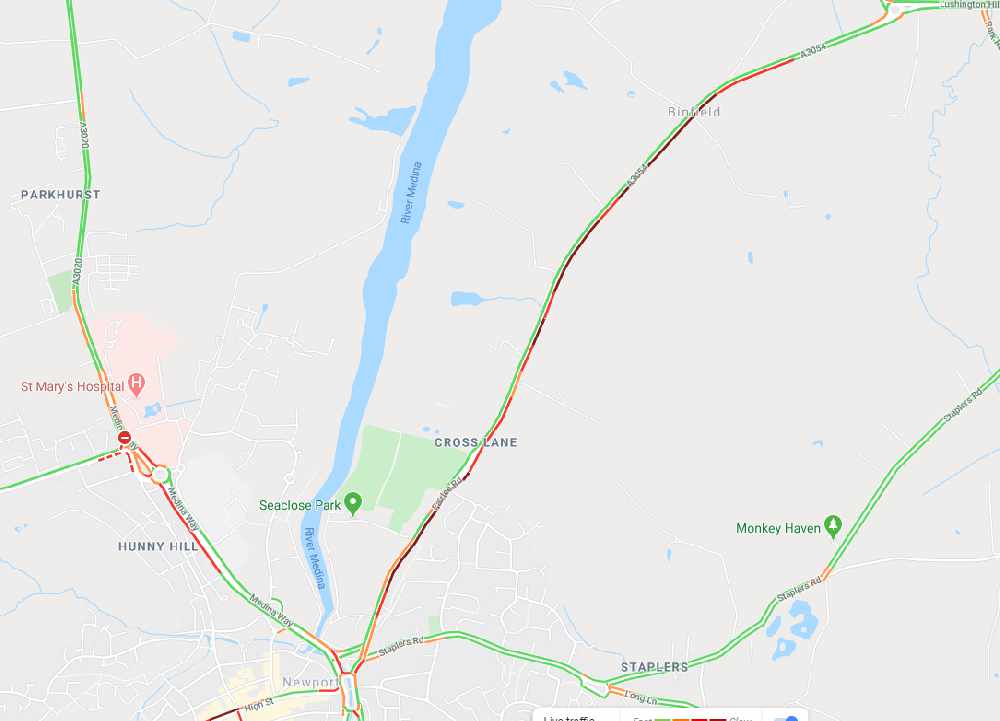 Traffic heading into and out of Newport. The darker the line, the heavier the traffic.