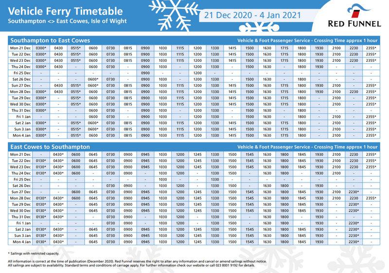 Red Funnel Reveals Car Ferry And Red Jet Timetables For Christmas ...