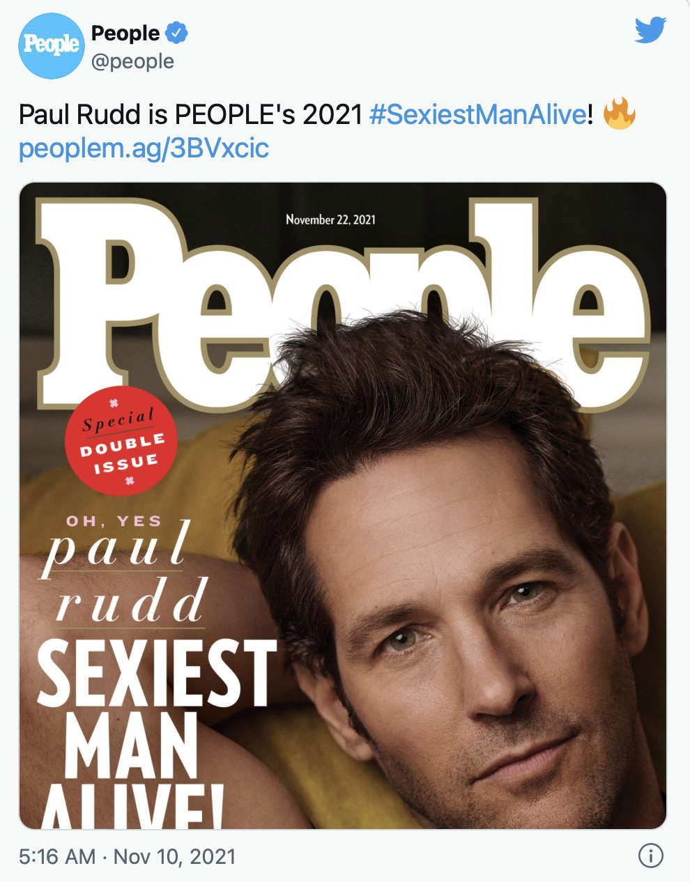 Paul Rudd Is PEOPLE's 2021 Sexiest Man Alive!