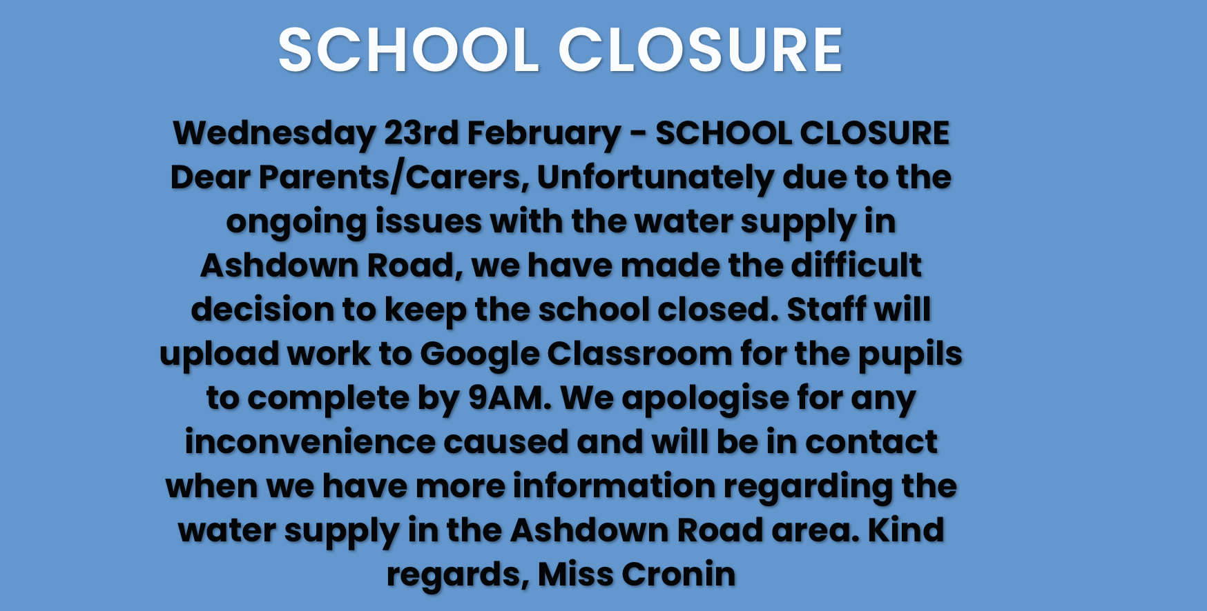 Five East Sussex Schools Closed Again Today Due To Lack Of Water