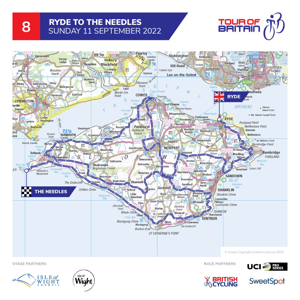 tour of britain isle of wight map