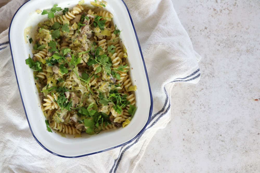 creamy leek and mushroom pasta