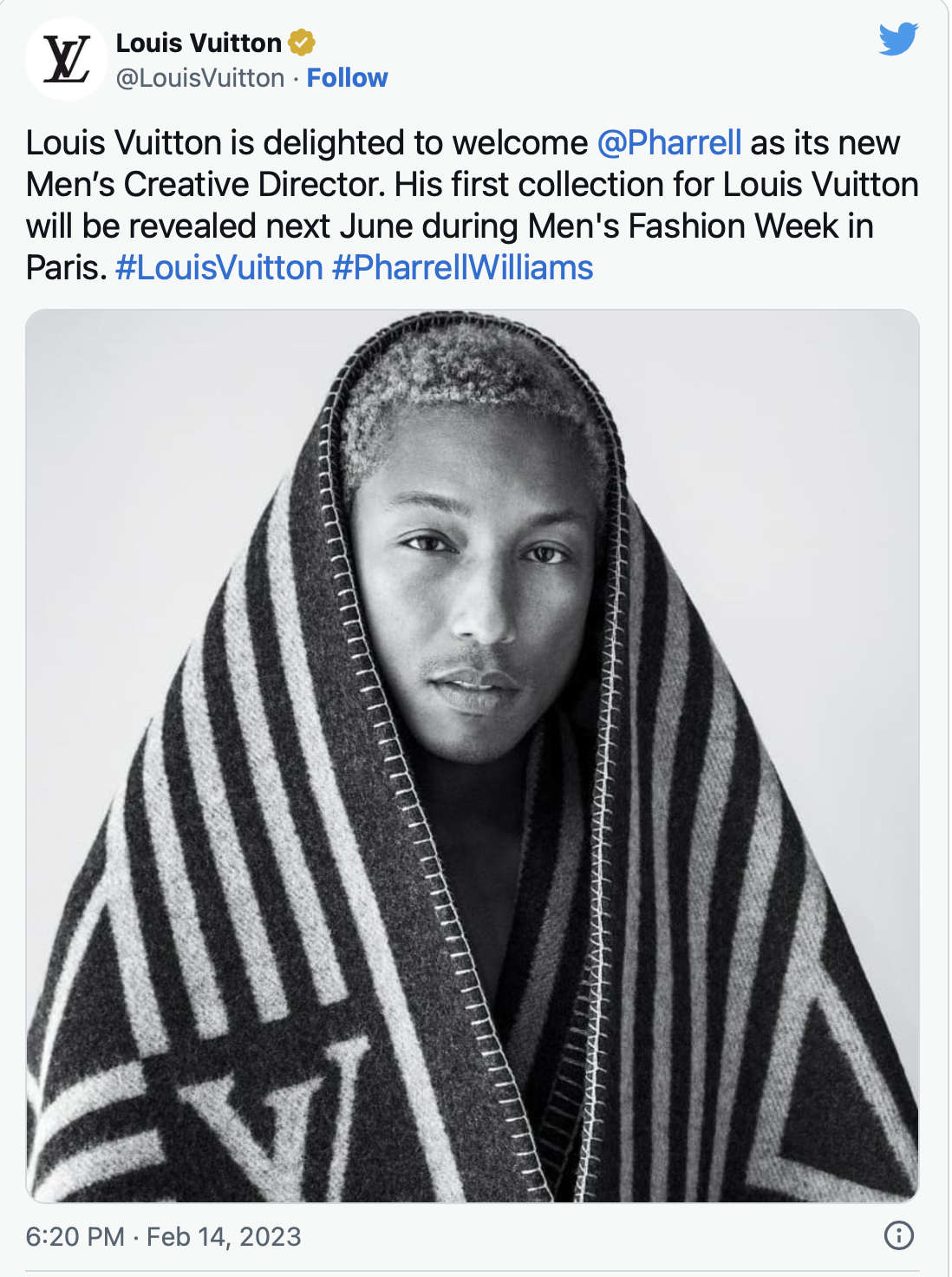 Pharrell Williams Is Officially Louis Vuitton's Men's Creative Director -  The Influential