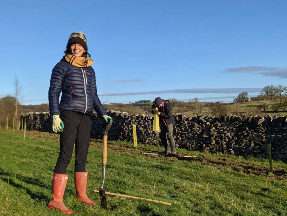 Alice Rich from Ilkley tree planting in the Dales