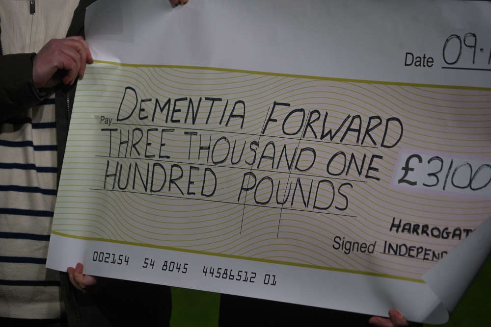 Harrogate Town fans have raised £3,100 for Dementia Forward.