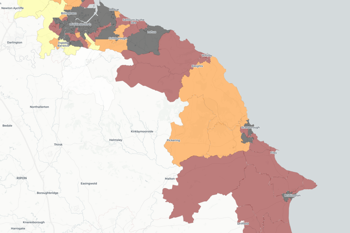 Map of Income Levels on the Yorkshire Coast