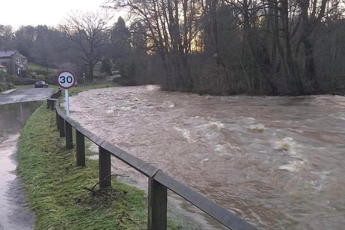 Flooding at Egton Bridge on the River Esk