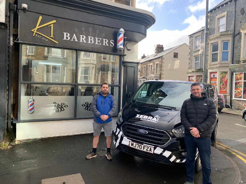 Morecambe barber thanks Zebra Electrical for fantastic gesture