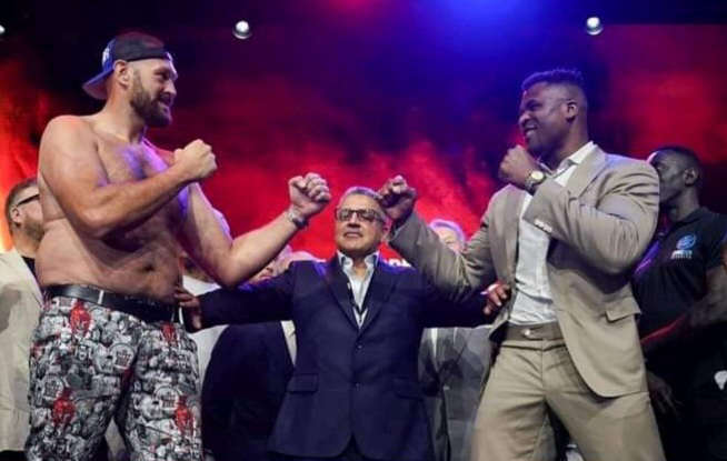 Tyson Fury and Francis Ngannou size each other up at Thursday's press conference