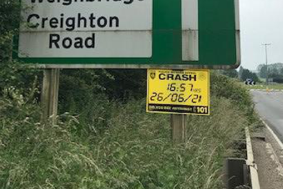 Woodham crash sign zoom