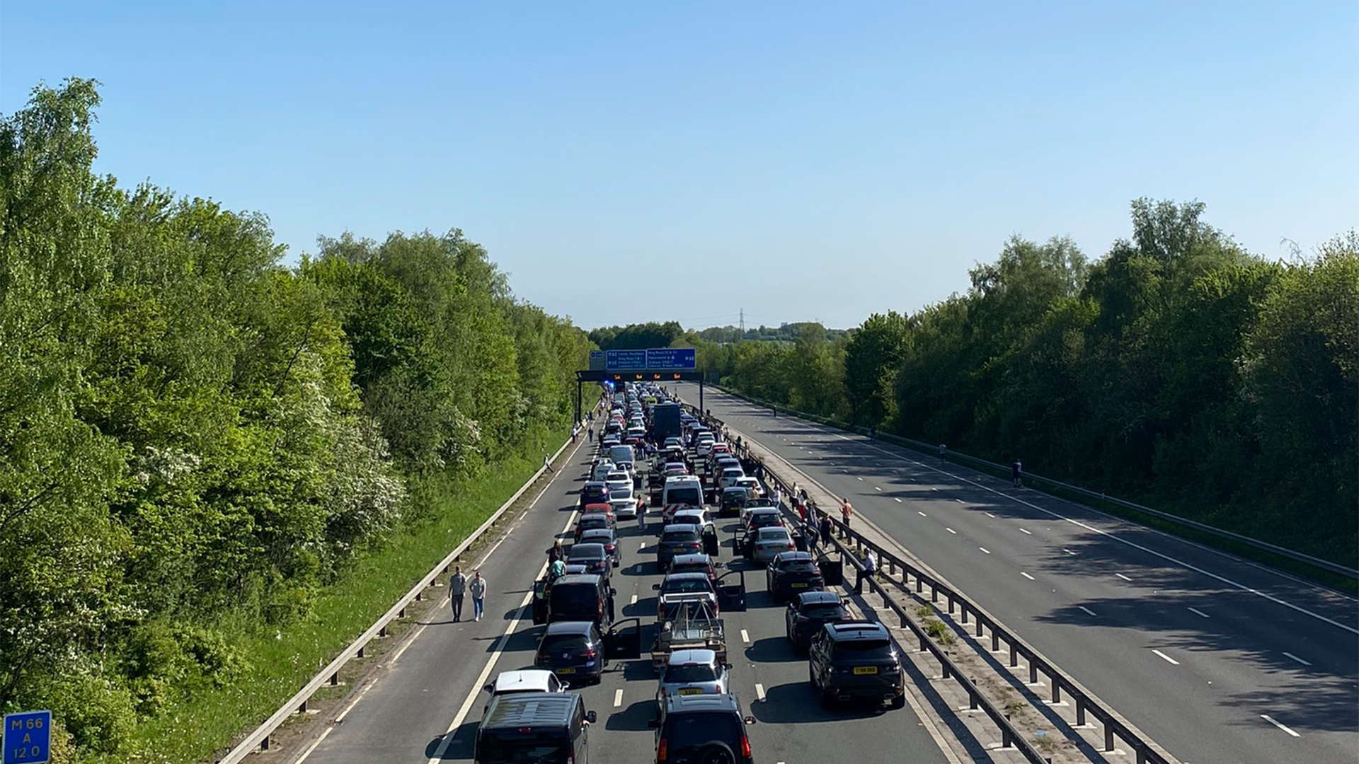 M66 blocked in both directions following multi vehicle crash