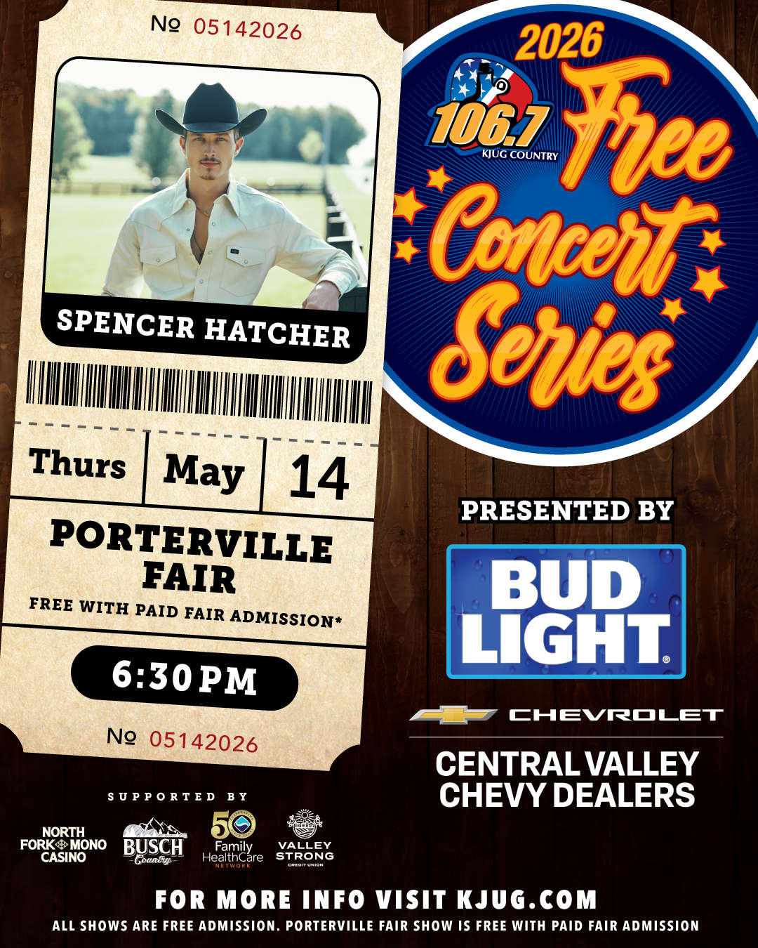 Spencer Hatcher Concert Porterville Fair May 14 2026
