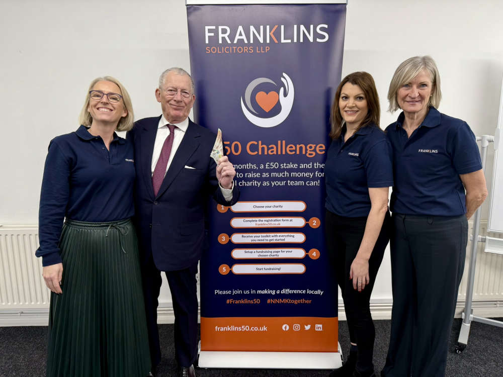 Andrea Smith and Nick Hewer with Rosanna Stimson and Sarah Allen from the Franklins marketing team