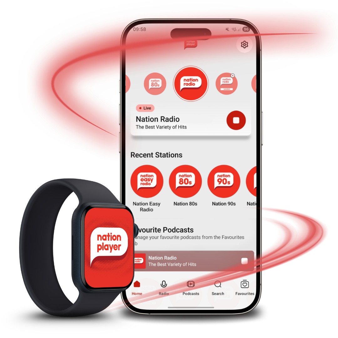 Apple Watch Series 10 and Samsung Galaxy Watch 8 with Nation Player App