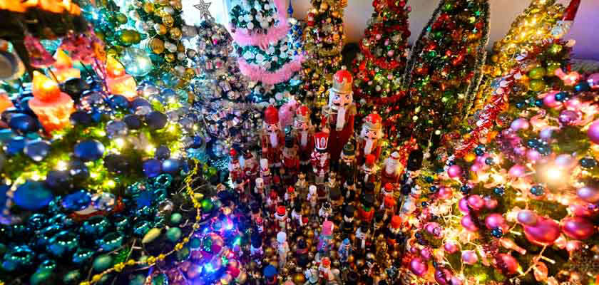 navidad pareja record con 600 arboles dentro de su casa 