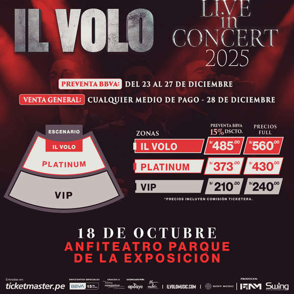 ii volo peru concierto lima tickemaster entradas