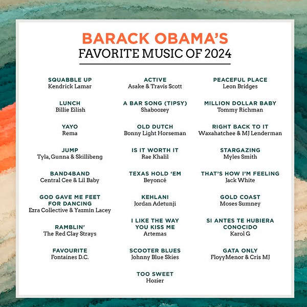 barack obama lista de canciones 2024 karol g