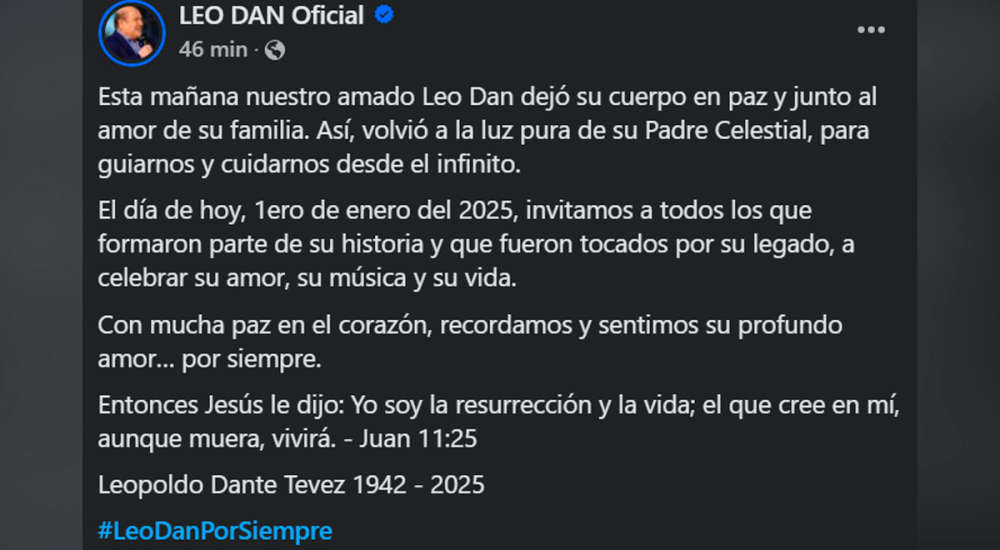 leo dan fallecio 82 años comunicado