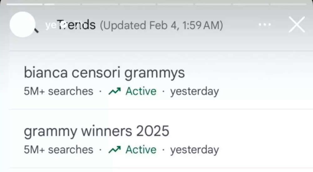 bianca censori google grammys 2025