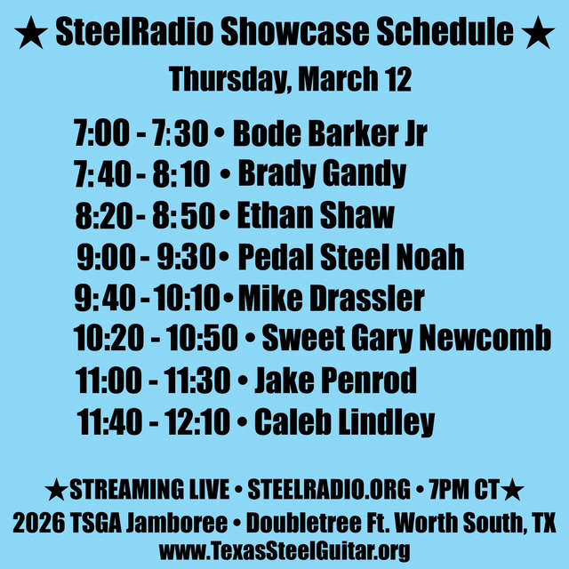 TSGA 2026 SR Showcase • Stream • schedule