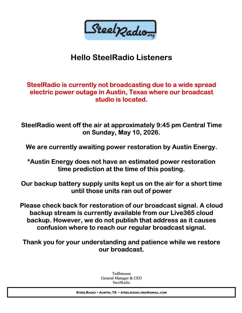 SteelRadio Temporarily off the air