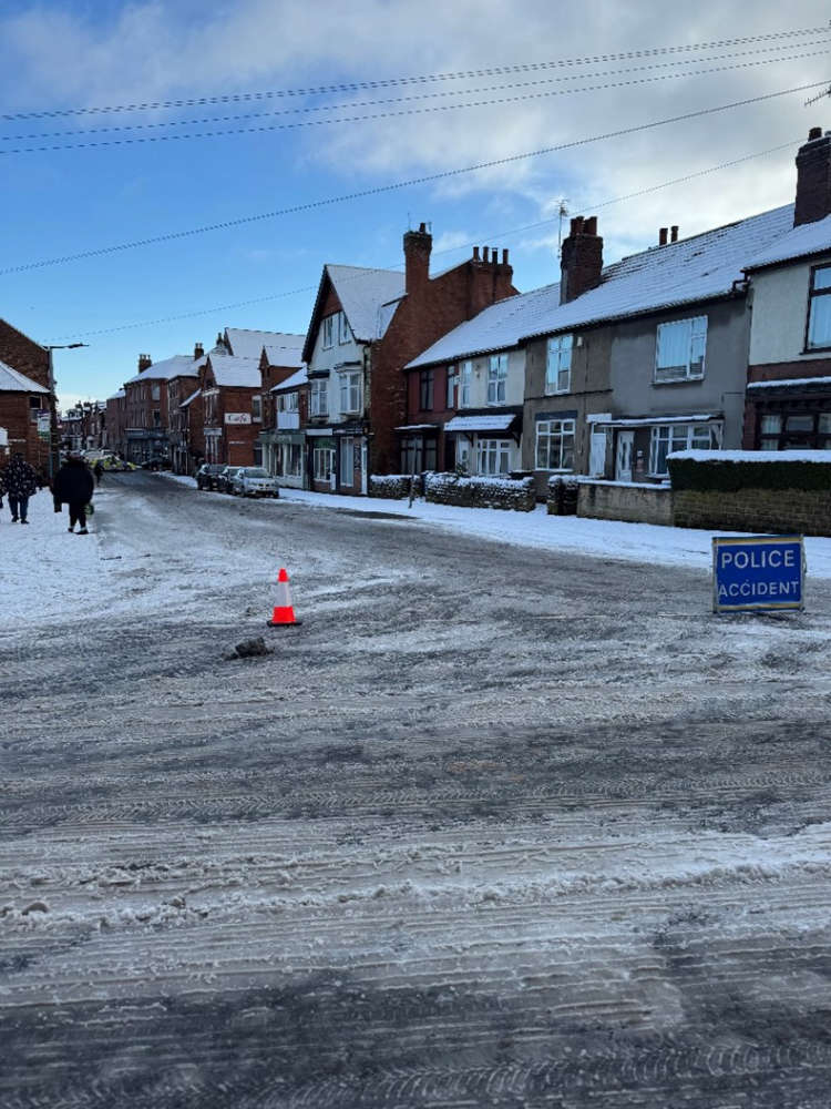 Little Hallam Hill was completely closed off this morning