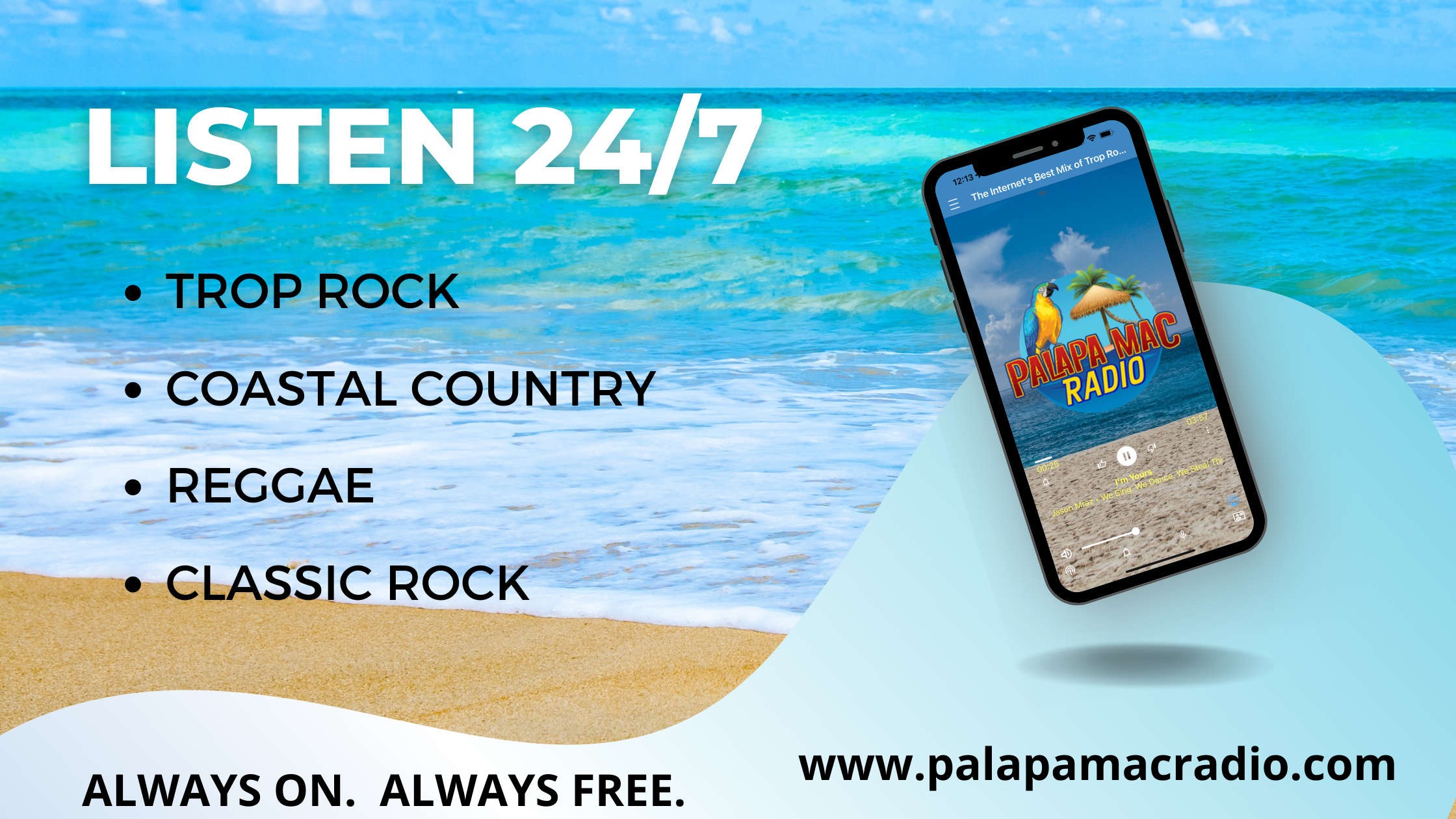 Palapa Mac Radio- Trop Rock, Coastal Country, Reggae and Classic Rock music mix for your ultimate escape.